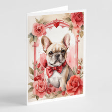 Load image into Gallery viewer, French Bulldog Valentine Roses Greeting Cards - Blank Note Cards – 8-Pack of Artist-Designed Cards with Envelopes