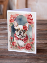 Load image into Gallery viewer, French Bulldog Valentine Roses Greeting Cards - Blank Note Cards – 8-Pack of Artist-Designed Cards with Envelopes