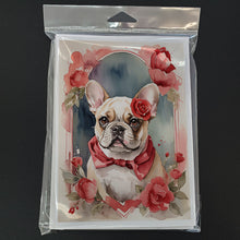 Load image into Gallery viewer, French Bulldog Valentine Roses Greeting Cards - Blank Note Cards – 8-Pack of Artist-Designed Cards with Envelopes