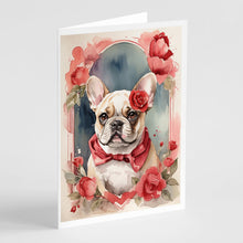 Load image into Gallery viewer, French Bulldog Valentine Roses Greeting Cards - Blank Note Cards – 8-Pack of Artist-Designed Cards with Envelopes