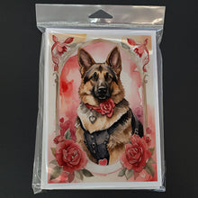 Load image into Gallery viewer, German Shepherd Valentine Roses Greeting Cards - Blank Note Cards – 8-Pack of Artist-Designed Cards with Envelopes