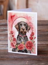 Load image into Gallery viewer, German Wirehaired Pointer Valentine Roses Greeting Cards - Blank Note Cards – 8-Pack of Artist-Designed Cards with Envelopes
