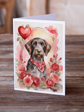 Load image into Gallery viewer, German Wirehaired Pointer Valentine Roses Greeting Cards - Blank Note Cards – 8-Pack of Artist-Designed Cards with Envelopes