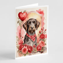 Load image into Gallery viewer, German Wirehaired Pointer Valentine Roses Greeting Cards - Blank Note Cards – 8-Pack of Artist-Designed Cards with Envelopes
