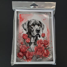 Load image into Gallery viewer, Great Dane Valentine Roses Greeting Cards - Blank Note Cards – 8-Pack of Artist-Designed Cards with Envelopes