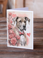 Load image into Gallery viewer, Great Dane Valentine Roses Greeting Cards - Blank Note Cards – 8-Pack of Artist-Designed Cards with Envelopes