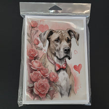 Load image into Gallery viewer, Great Dane Valentine Roses Greeting Cards - Blank Note Cards – 8-Pack of Artist-Designed Cards with Envelopes