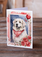 Load image into Gallery viewer, Great Pyrenees Valentine Roses Greeting Cards - Blank Note Cards – 8-Pack of Artist-Designed Cards with Envelopes