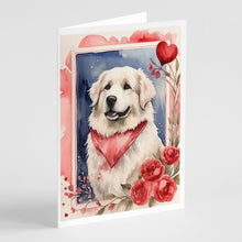 Load image into Gallery viewer, Great Pyrenees Valentine Roses Greeting Cards - Blank Note Cards – 8-Pack of Artist-Designed Cards with Envelopes