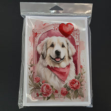 Load image into Gallery viewer, Great Pyrenees Valentine Roses Greeting Cards - Blank Note Cards – 8-Pack of Artist-Designed Cards with Envelopes