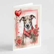 Load image into Gallery viewer, Greyhound Valentine Roses Greeting Cards - Blank Note Cards – 8-Pack of Artist-Designed Cards with Envelopes