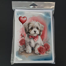 Load image into Gallery viewer, Havanese Valentine Roses Greeting Cards - Blank Note Cards – 8-Pack of Artist-Designed Cards with Envelopes