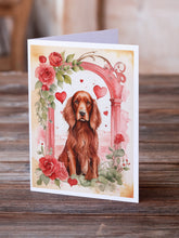 Load image into Gallery viewer, Irish Setter Valentine Roses Greeting Cards - Blank Note Cards – 8-Pack of Artist-Designed Cards with Envelopes