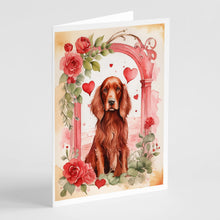 Load image into Gallery viewer, Irish Setter Valentine Roses Greeting Cards - Blank Note Cards – 8-Pack of Artist-Designed Cards with Envelopes