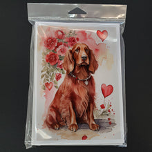 Load image into Gallery viewer, Irish Setter Valentine Roses Greeting Cards - Blank Note Cards – 8-Pack of Artist-Designed Cards with Envelopes