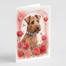 Load image into Gallery viewer, Irish Terrier Valentine Roses Greeting Cards - Blank Note Cards – 8-Pack of Artist-Designed Cards with Envelopes