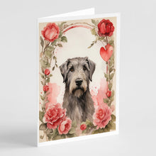 Load image into Gallery viewer, Irish Wolfhound Valentine Roses Greeting Cards - Blank Note Cards – 8-Pack of Artist-Designed Cards with Envelopes