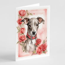 Load image into Gallery viewer, Italian Greyhound Valentine Roses Greeting Cards - Blank Note Cards – 8-Pack of Artist-Designed Cards with Envelopes