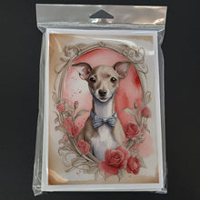 Load image into Gallery viewer, Italian Greyhound Valentine Roses Greeting Cards - Blank Note Cards – 8-Pack of Artist-Designed Cards with Envelopes