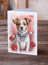 Load image into Gallery viewer, Jack Russell Terrier Valentine Roses Greeting Cards - Blank Note Cards – 8-Pack of Artist-Designed Cards with Envelopes