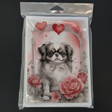 Load image into Gallery viewer, Japanese Chin Valentine Roses Greeting Cards - Blank Note Cards – 8-Pack of Artist-Designed Cards with Envelopes