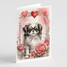 Load image into Gallery viewer, Japanese Chin Valentine Roses Greeting Cards - Blank Note Cards – 8-Pack of Artist-Designed Cards with Envelopes
