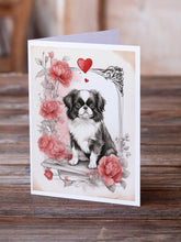 Load image into Gallery viewer, Japanese Chin Valentine Roses Greeting Cards - Blank Note Cards – 8-Pack of Artist-Designed Cards with Envelopes