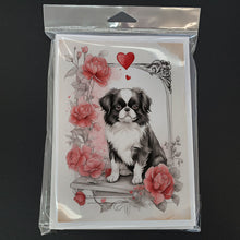 Load image into Gallery viewer, Japanese Chin Valentine Roses Greeting Cards - Blank Note Cards – 8-Pack of Artist-Designed Cards with Envelopes