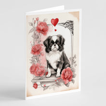 Load image into Gallery viewer, Japanese Chin Valentine Roses Greeting Cards - Blank Note Cards – 8-Pack of Artist-Designed Cards with Envelopes