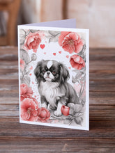 Load image into Gallery viewer, Japanese Chin Valentine Roses Greeting Cards - Blank Note Cards – 8-Pack of Artist-Designed Cards with Envelopes