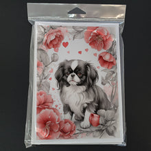Load image into Gallery viewer, Japanese Chin Valentine Roses Greeting Cards - Blank Note Cards – 8-Pack of Artist-Designed Cards with Envelopes