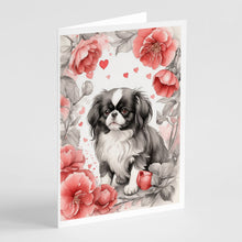 Load image into Gallery viewer, Japanese Chin Valentine Roses Greeting Cards - Blank Note Cards – 8-Pack of Artist-Designed Cards with Envelopes
