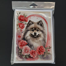 Load image into Gallery viewer, Keeshond Valentine Roses Greeting Cards - Blank Note Cards – 8-Pack of Artist-Designed Cards with Envelopes
