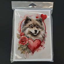 Load image into Gallery viewer, Keeshond Valentine Roses Greeting Cards - Blank Note Cards – 8-Pack of Artist-Designed Cards with Envelopes