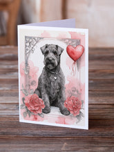 Load image into Gallery viewer, Kerry Blue Terrier Valentine Roses Greeting Cards - Blank Note Cards – 8-Pack of Artist-Designed Cards with Envelopes