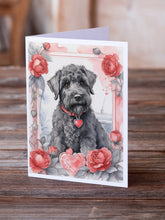 Load image into Gallery viewer, Kerry Blue Terrier Valentine Roses Greeting Cards - Blank Note Cards – 8-Pack of Artist-Designed Cards with Envelopes