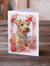 Load image into Gallery viewer, Lakeland Terrier Valentine Roses Greeting Cards - Blank Note Cards – 8-Pack of Artist-Designed Cards with Envelopes