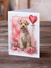 Load image into Gallery viewer, Lakeland Terrier Valentine Roses Greeting Cards - Blank Note Cards – 8-Pack of Artist-Designed Cards with Envelopes