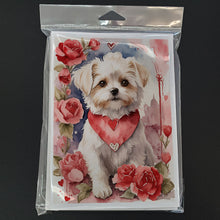 Load image into Gallery viewer, Maltese Valentine Roses Greeting Cards - Blank Note Cards – 8-Pack of Artist-Designed Cards with Envelopes