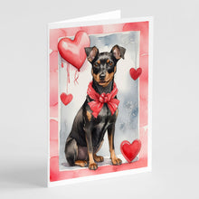 Load image into Gallery viewer, Manchester Terrier Valentine Roses Greeting Cards - Blank Note Cards – 8-Pack of Artist-Designed Cards with Envelopes