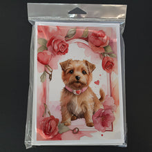 Load image into Gallery viewer, Norfolk Terrier Valentine Roses Greeting Cards - Blank Note Cards – 8-Pack of Artist-Designed Cards with Envelopes