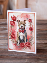 Load image into Gallery viewer, Pit Bull Terrier Valentine Roses Greeting Cards - Blank Note Cards – 8-Pack of Artist-Designed Cards with Envelopes