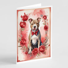 Load image into Gallery viewer, Pit Bull Terrier Valentine Roses Greeting Cards - Blank Note Cards – 8-Pack of Artist-Designed Cards with Envelopes