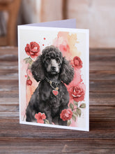 Load image into Gallery viewer, Poodle Valentine Roses Greeting Cards - Blank Note Cards – 8-Pack of Artist-Designed Cards with Envelopes