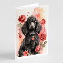 Load image into Gallery viewer, Poodle Valentine Roses Greeting Cards - Blank Note Cards – 8-Pack of Artist-Designed Cards with Envelopes