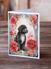 Load image into Gallery viewer, Portuguese Water Dog Valentine Roses Greeting Cards - Blank Note Cards – 8-Pack of Artist-Designed Cards with Envelopes