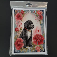 Load image into Gallery viewer, Portuguese Water Dog Valentine Roses Greeting Cards - Blank Note Cards – 8-Pack of Artist-Designed Cards with Envelopes