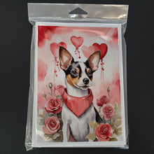Load image into Gallery viewer, Rat Terrier Valentine Roses Greeting Cards - Blank Note Cards – 8-Pack of Artist-Designed Cards with Envelopes