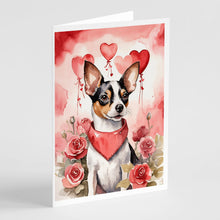Load image into Gallery viewer, Rat Terrier Valentine Roses Greeting Cards - Blank Note Cards – 8-Pack of Artist-Designed Cards with Envelopes