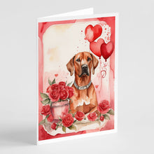 Load image into Gallery viewer, Rhodesian Ridgeback Valentine Roses Greeting Cards - Blank Note Cards – 8-Pack of Artist-Designed Cards with Envelopes